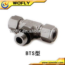 Positionable SAE stainless steel male branch tee tube to pipe fittings